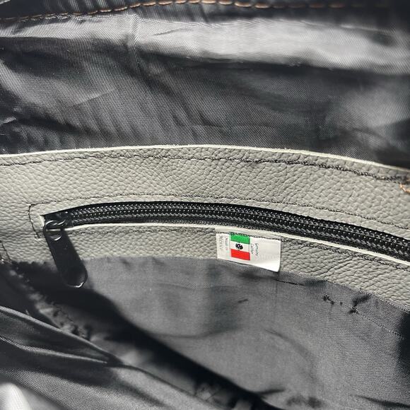 Gray Leather Shoulder Crossbody Bag Made in Mexico 14"x10" - Picture 8 of 10